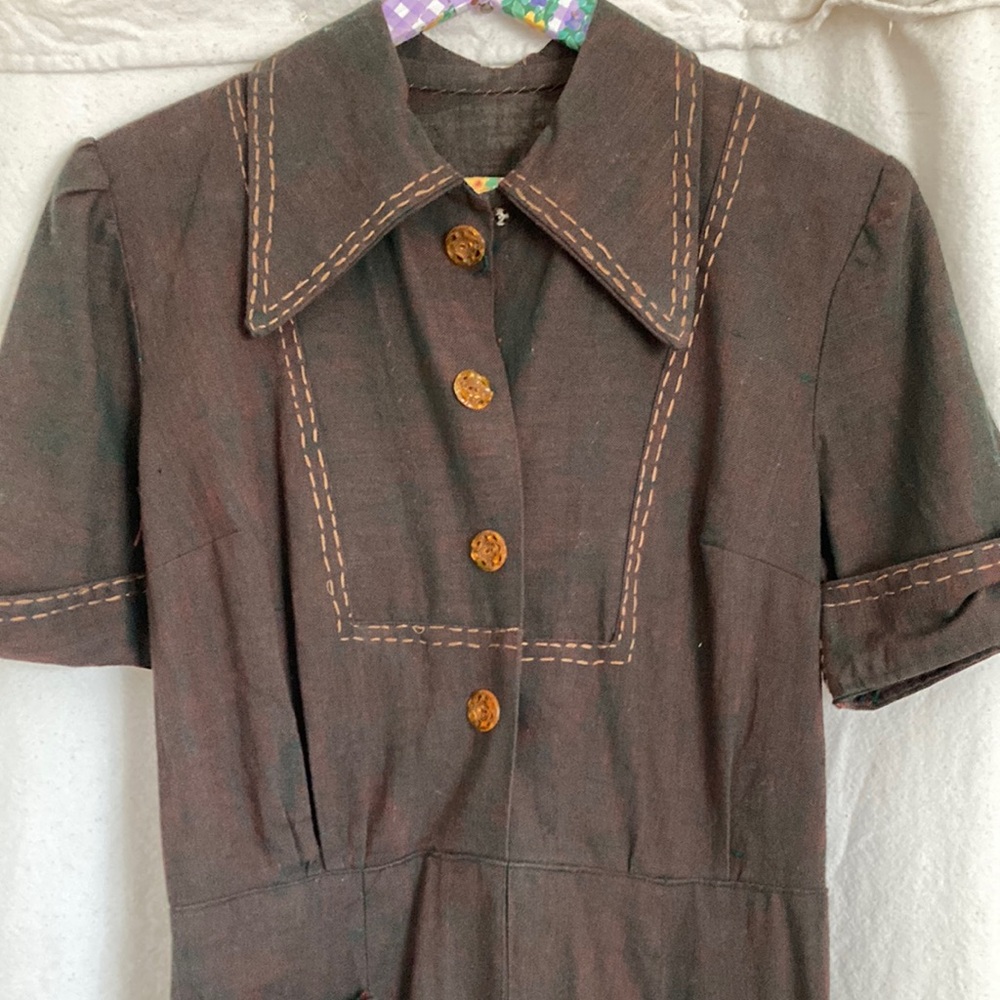 SOLD Vintage Handmade Linen Sheen Dress